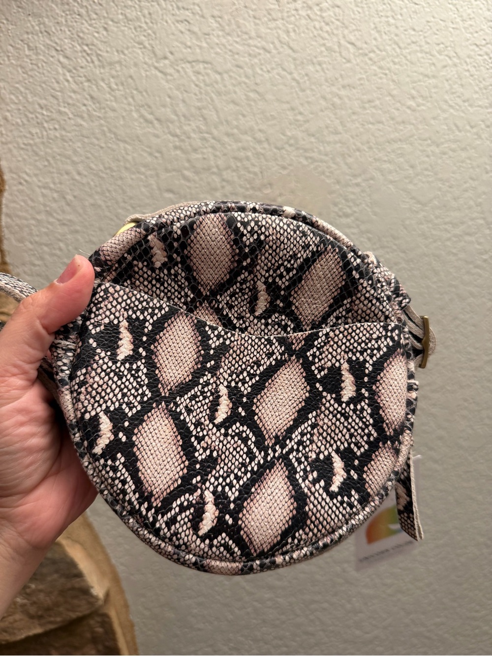 Portland Leather Goods Unicorn Nagini Sunnie Round Snake Print Crossbody Bag